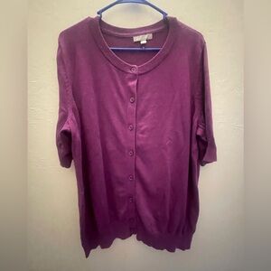 Woman Within Purple Cardigan Sweater